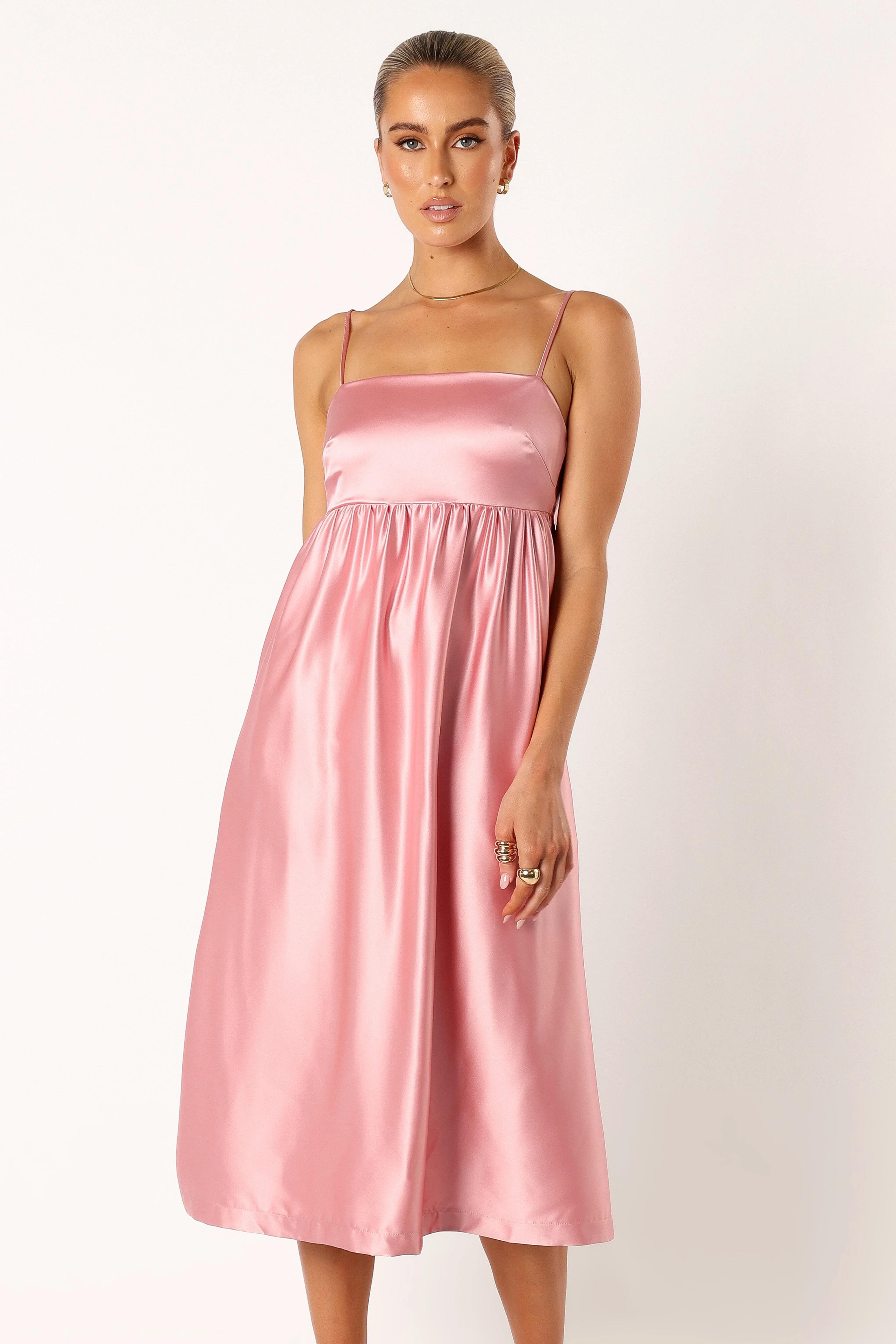 Teagan Bow Back Midi Dress Soft Pink