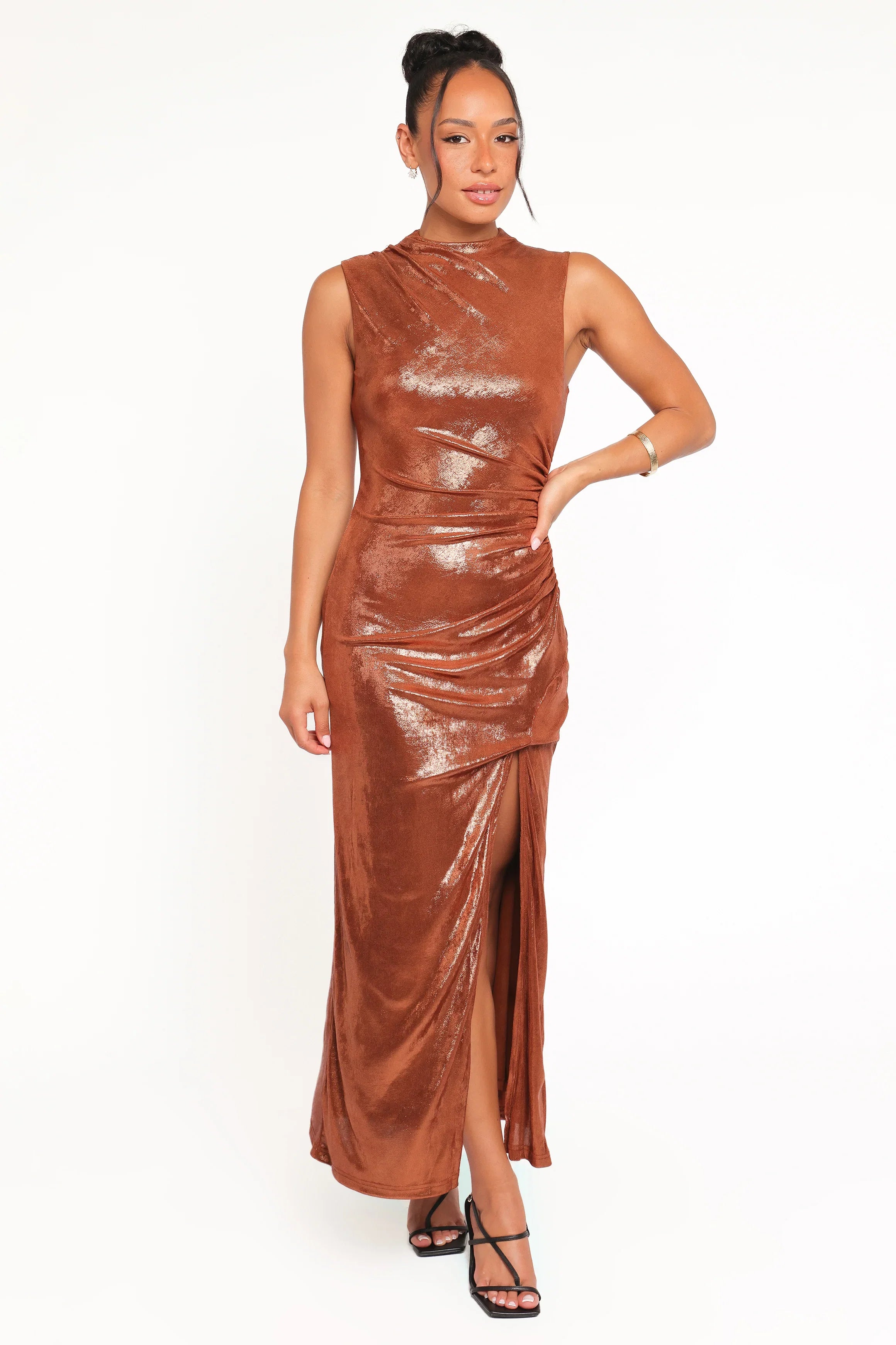 Emerie Sleeveless Metallic Maxi Bronze