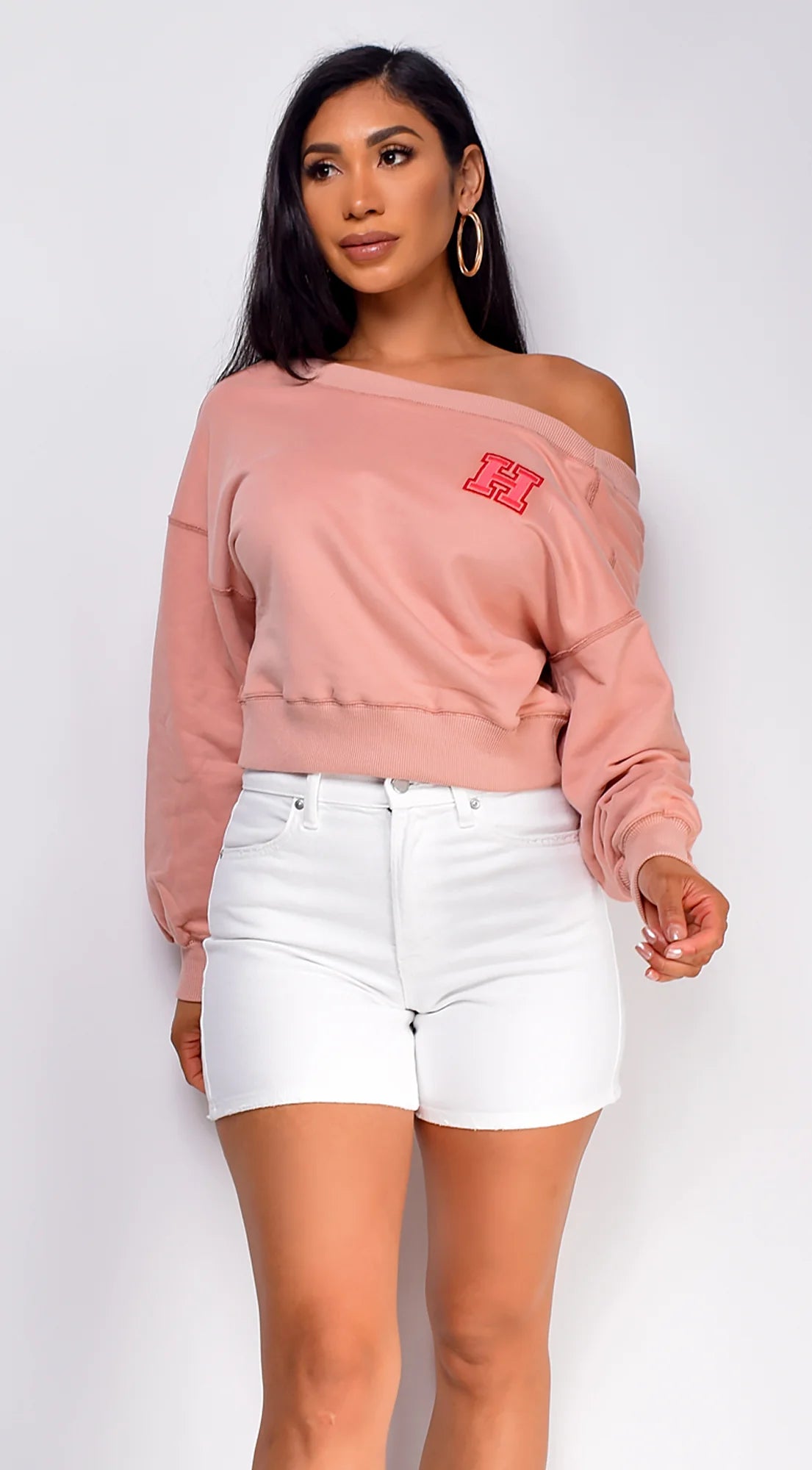 Kali Off Shoulder Sweater Pink