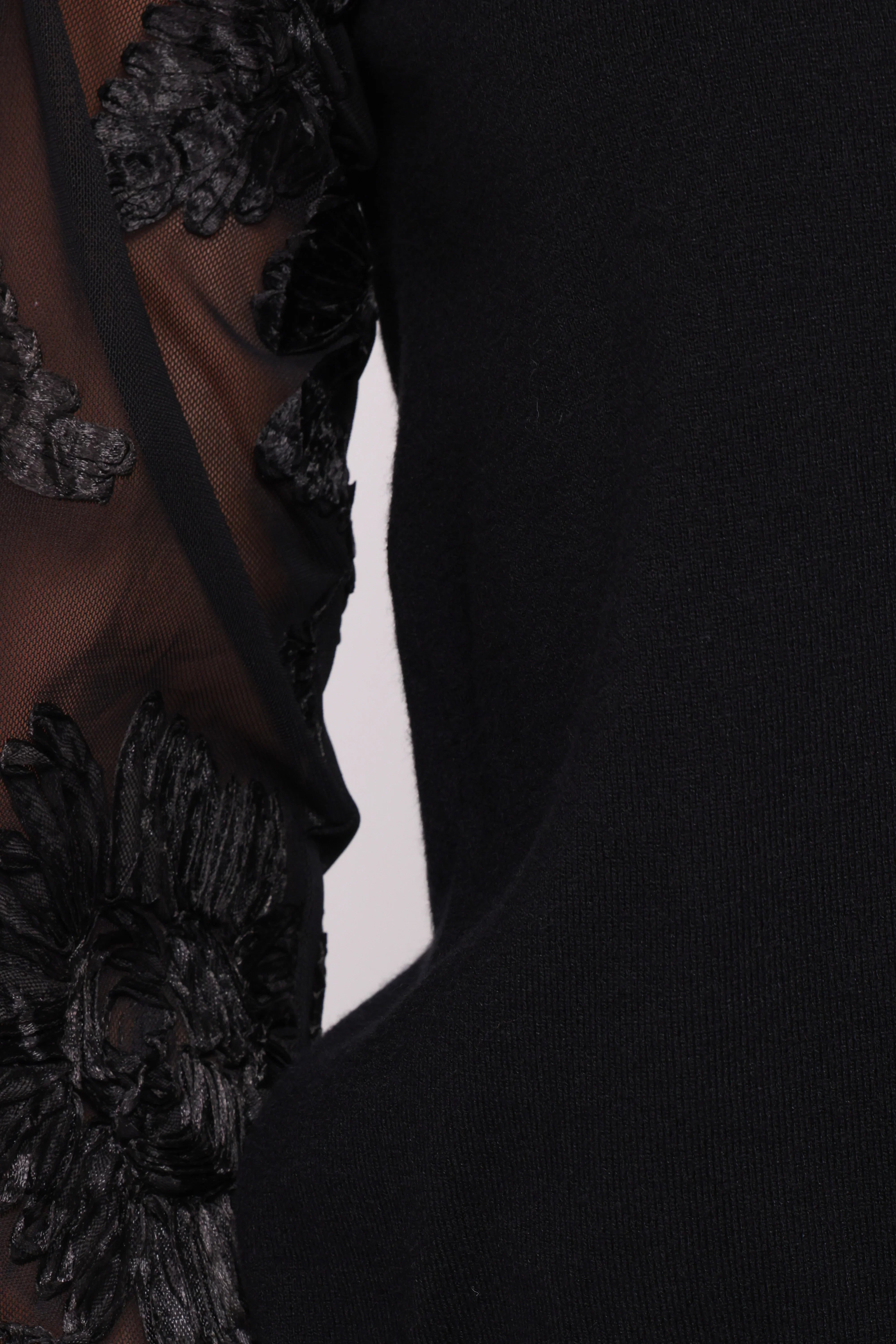 Cailin Sheer Sleeve Top Black