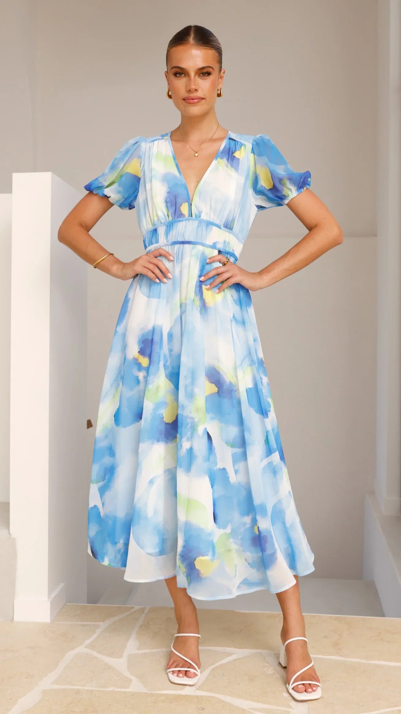Amberose Maxi Dress Blue Green