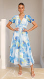 Amberose Maxi Dress Blue Green