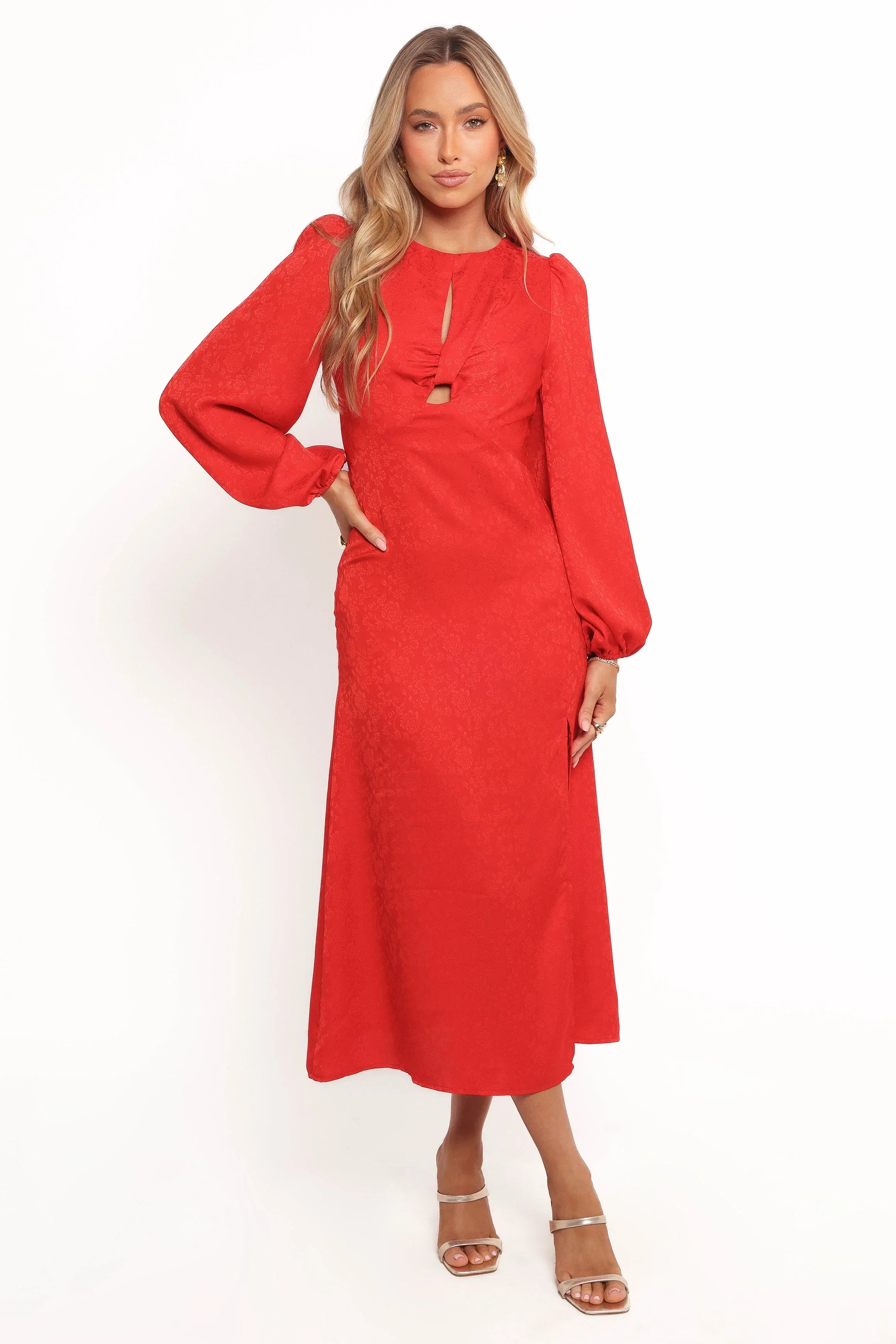 Laine Long Sleeve Midi Dress Red