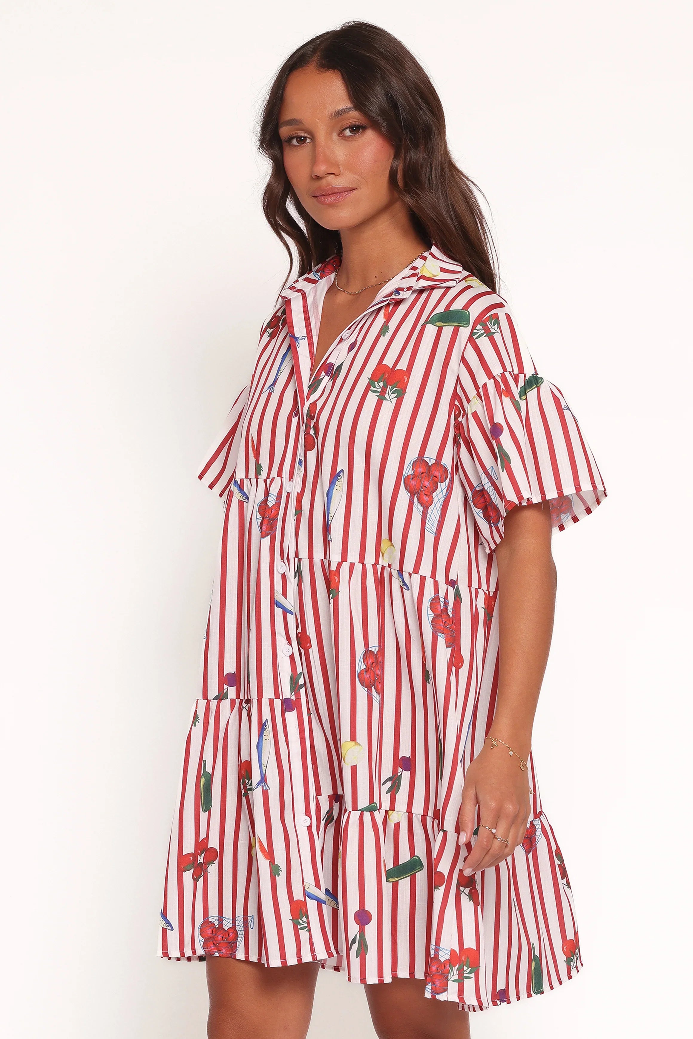Peachy Mini Dress Red Picnic Stripe