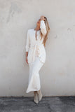 Rowee Boucle Knit Midi Skirt White