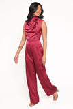 Brinley One Shoulder Jumpsuit Berry