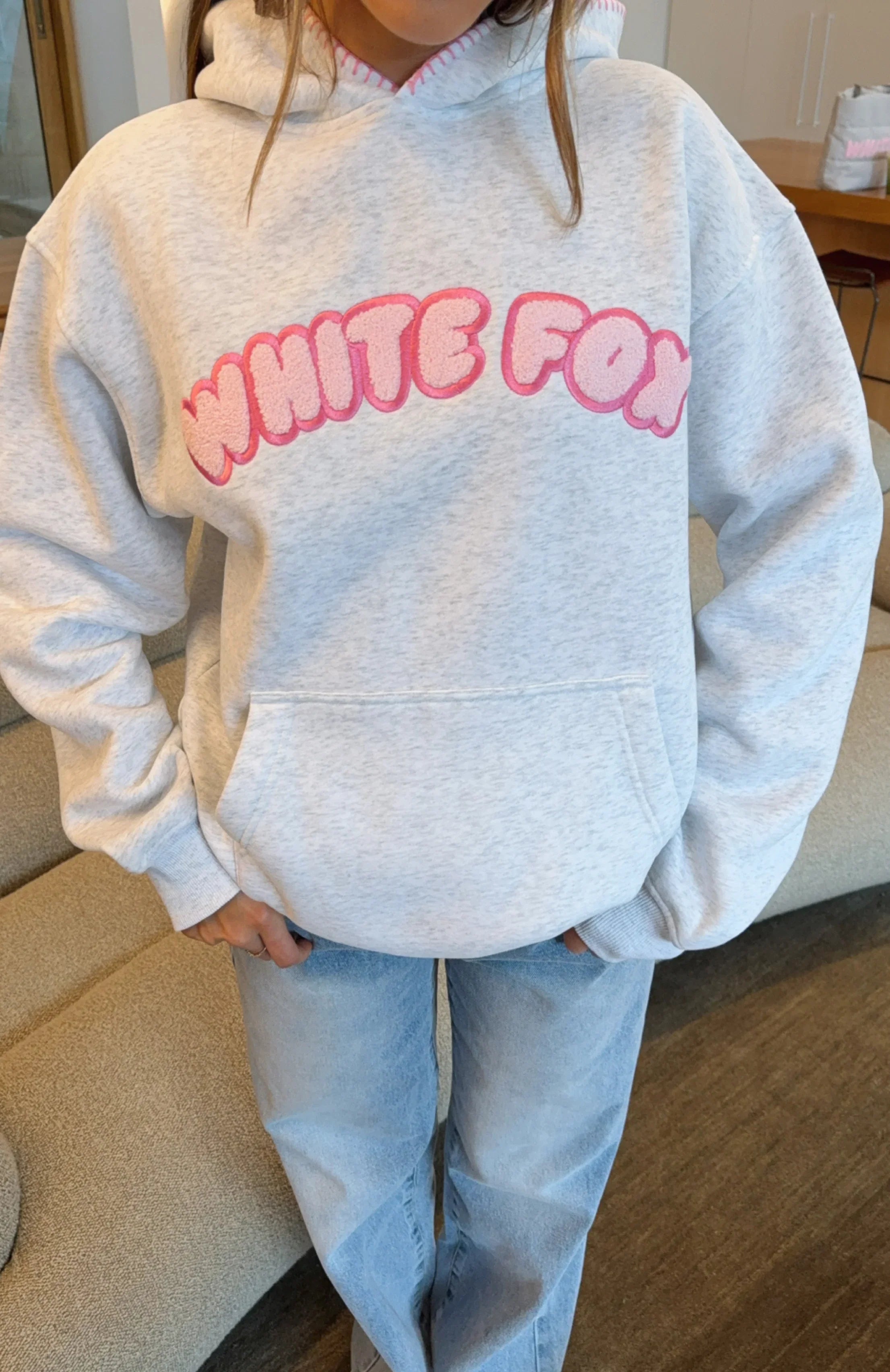 Vol 1 Front Graphic Oversized Hoodie Grey Marle