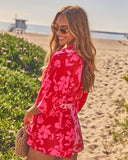 Shaney Color Block Waist Tie Floral Romper