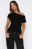 Finding Time Off Shoulder Knit Top Black