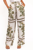 Lara Wide Leg Pants Olive Print
