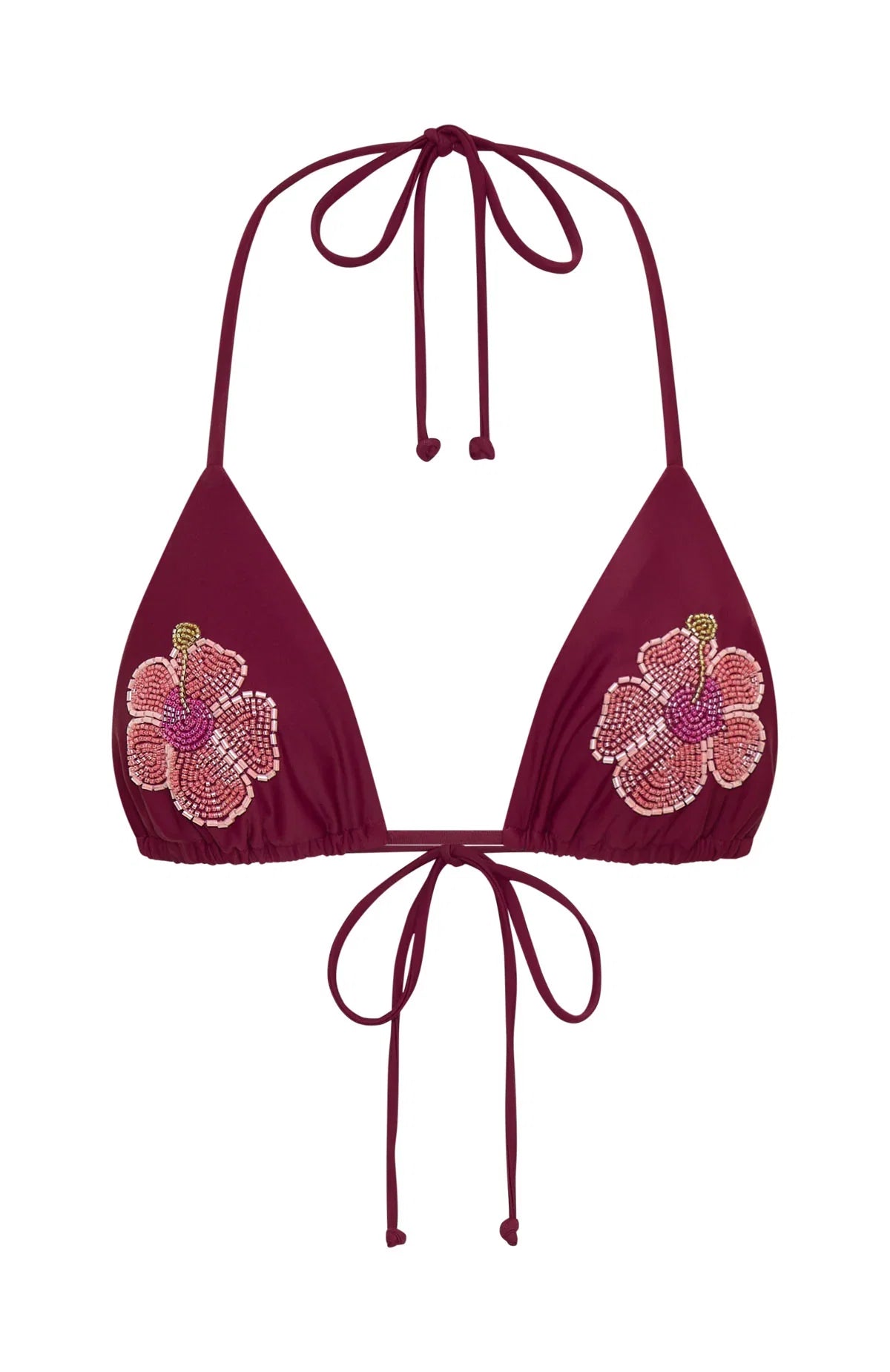 Yolanda Beaded Bikini Top Sangria