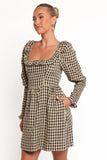 Xenia Mini Dress Black Beige Gingham