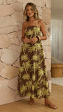 Marcel Maxi Dress Brown Green Palm