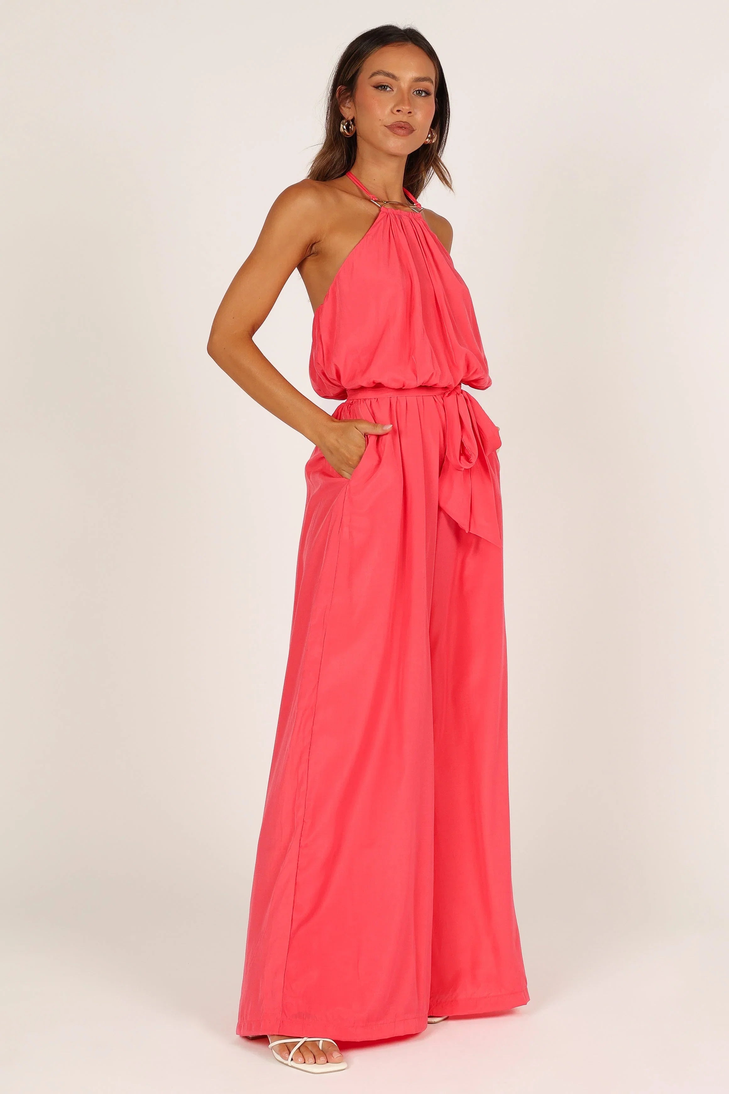 Dionne Halter Jumpsuit Flamingo