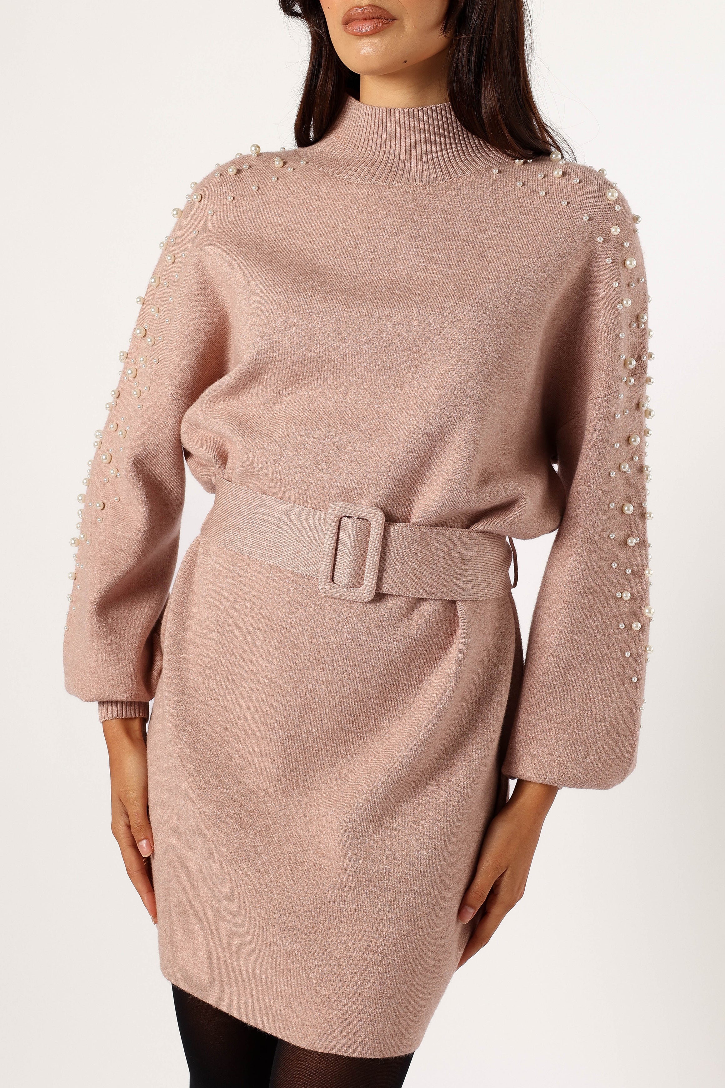 Maeve Long Sleeve Mini Dress Mocha