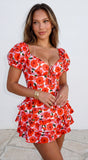 Your Peace Pink Floral Tiered Romper Dress