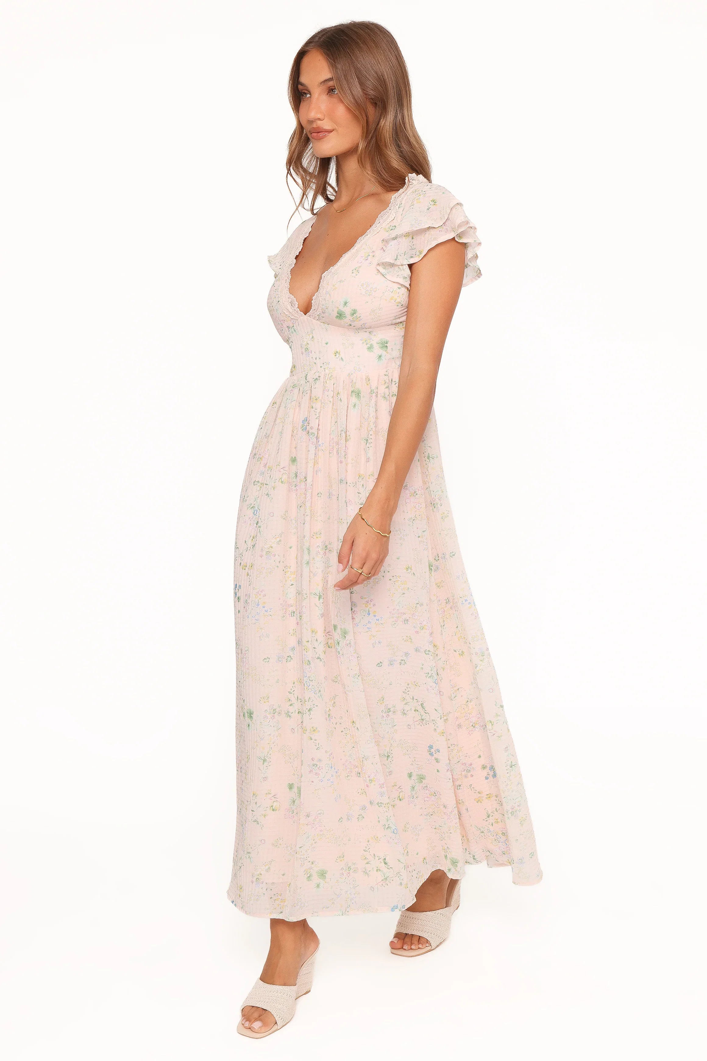 Angelica Midi Dress Pastel Pink Floral