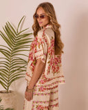 Hibiscus Haze Abstract Printed Button Up Top