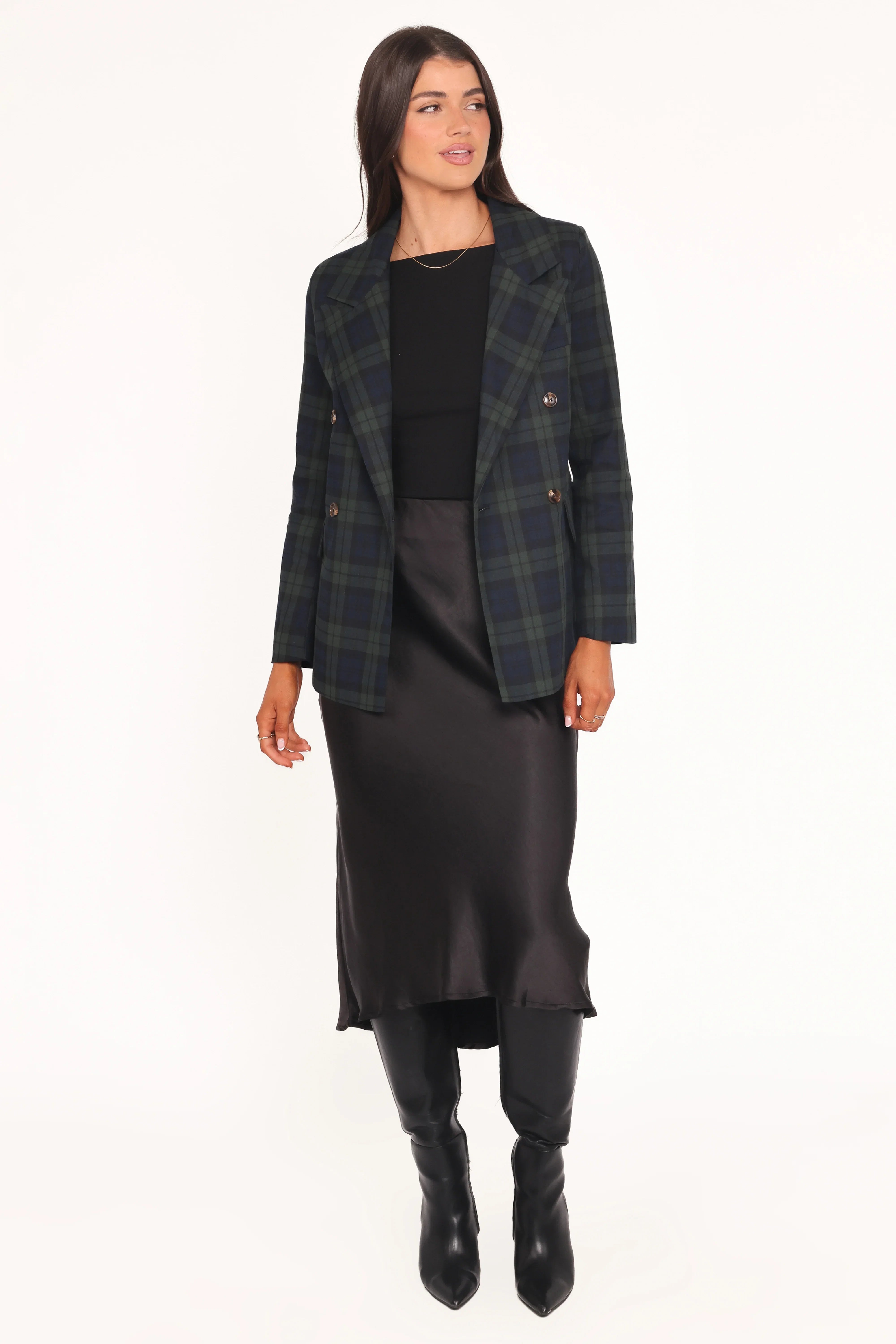 Juliette Blazer Green Plaid
