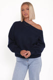 Ailis Off Shoulder Sweater Navy