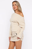 All Over You Long Sleeve Mini Dress Oat