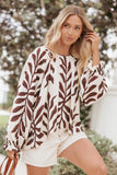 July Long Sleeve Smock Top Brown Palm