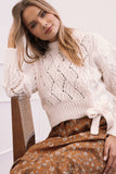 Birdie Tie Side Knit Sweater Cream