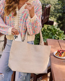 At My Side Woven Leather Tote With Insert