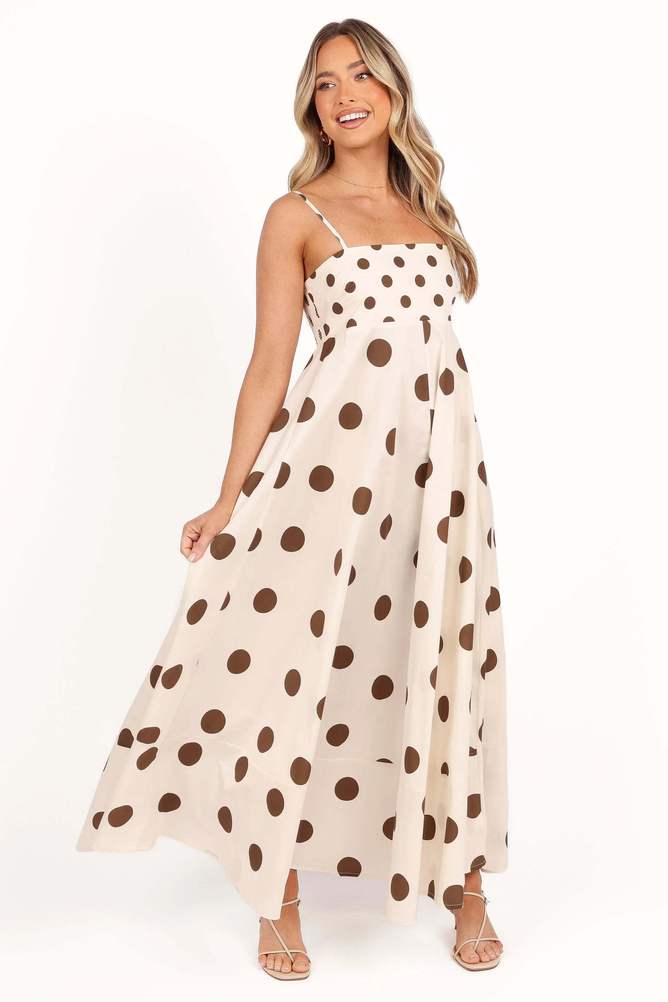 Deenie Maxi Dress Chocolate Brown Spot