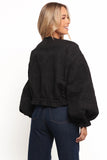 Yuki Tonal Embroidered Flower Jacket Black