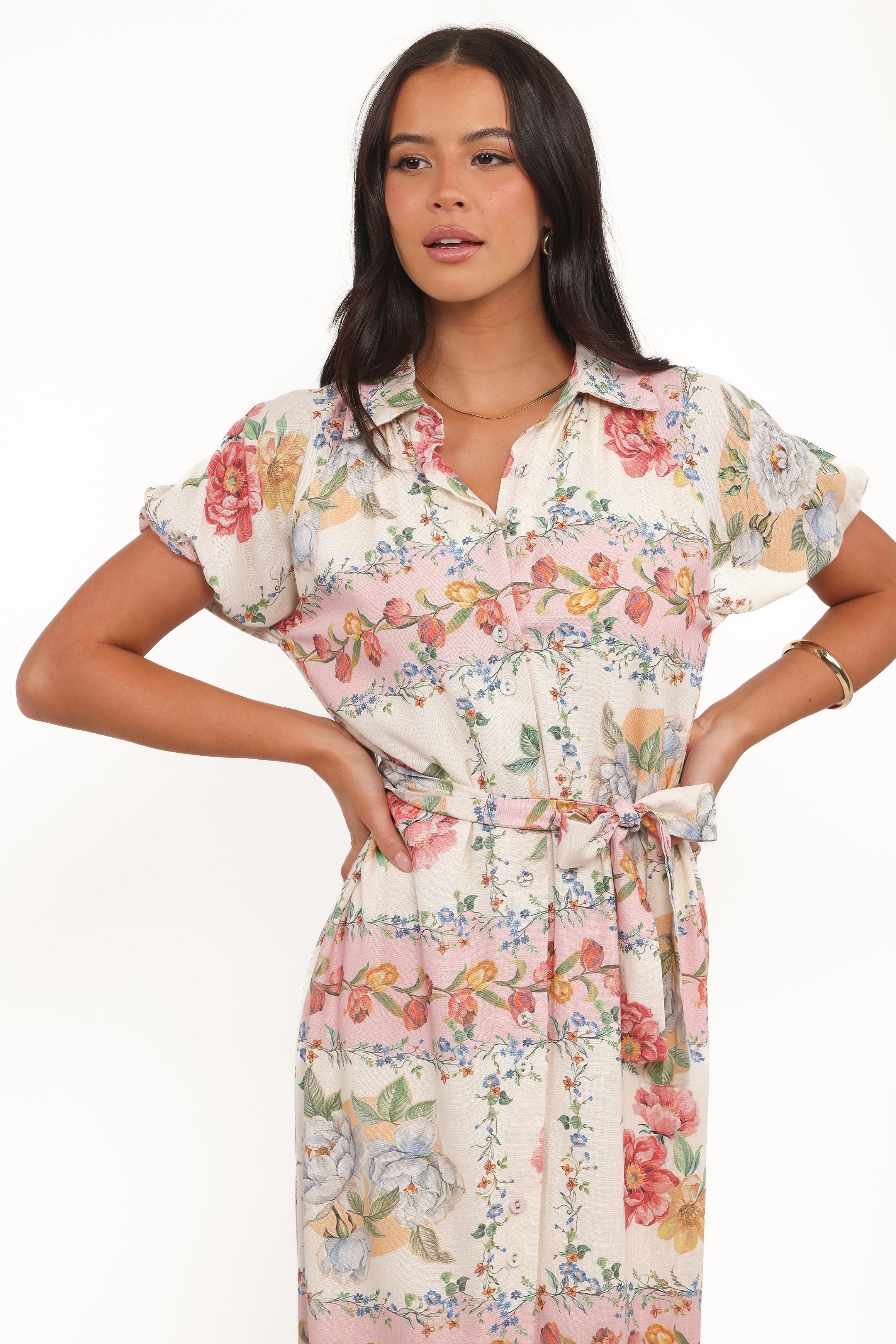 James Button Through Maxi Dress Rose Tile