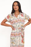 James Button Through Maxi Dress Rose Tile