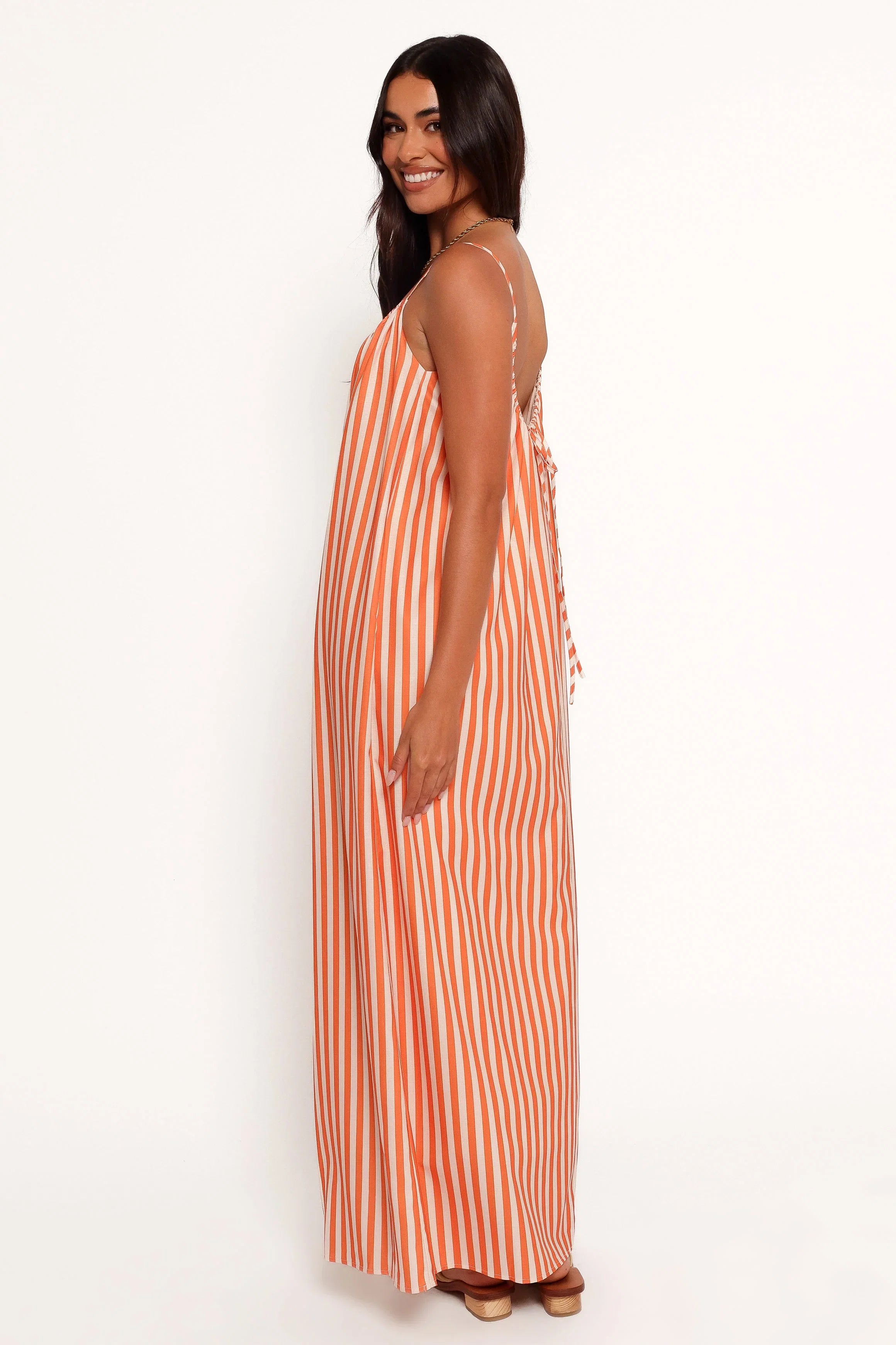 Lumina Maxi Dress Orange Beige Stripe