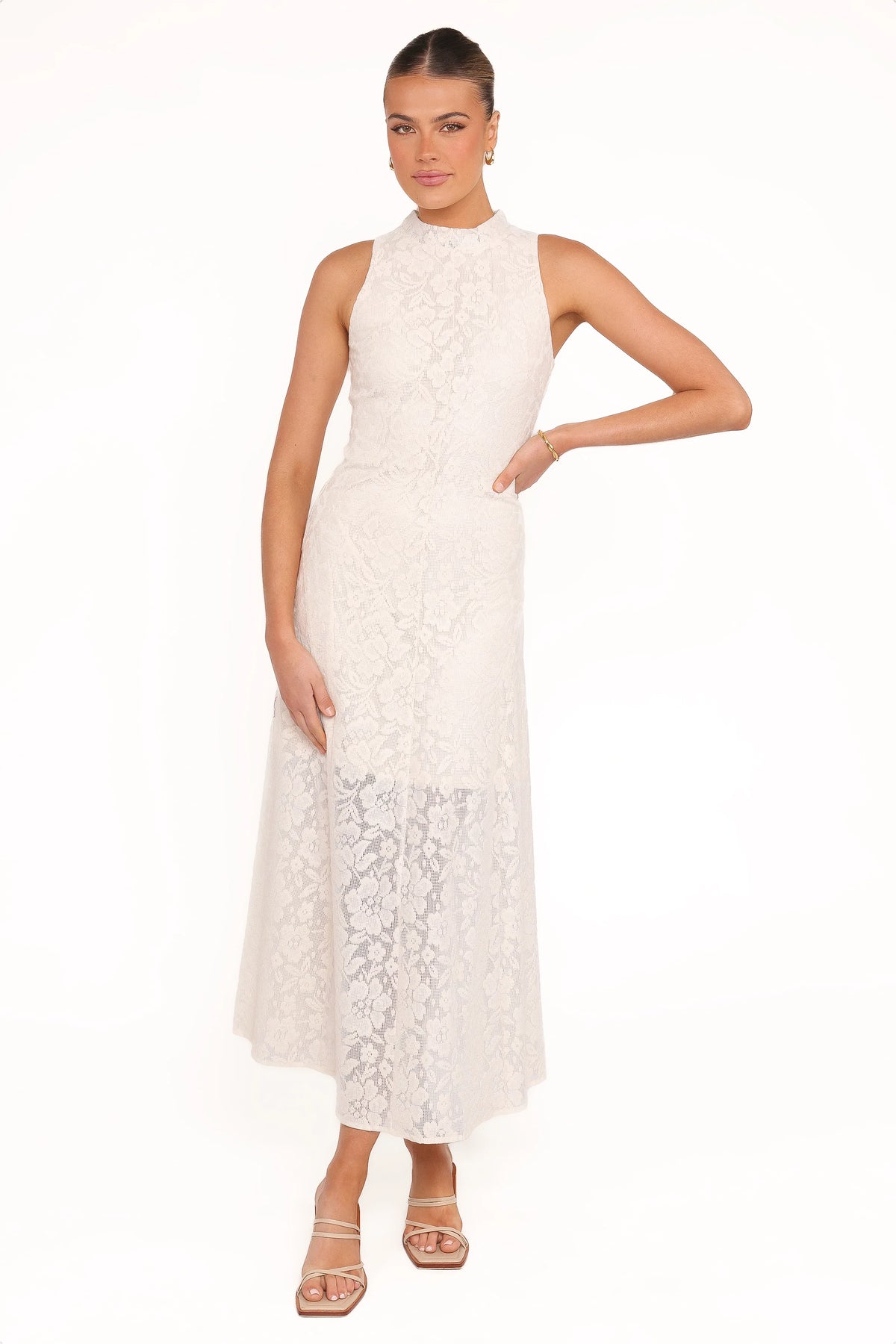 Danni Lace Midi Dress Ecru