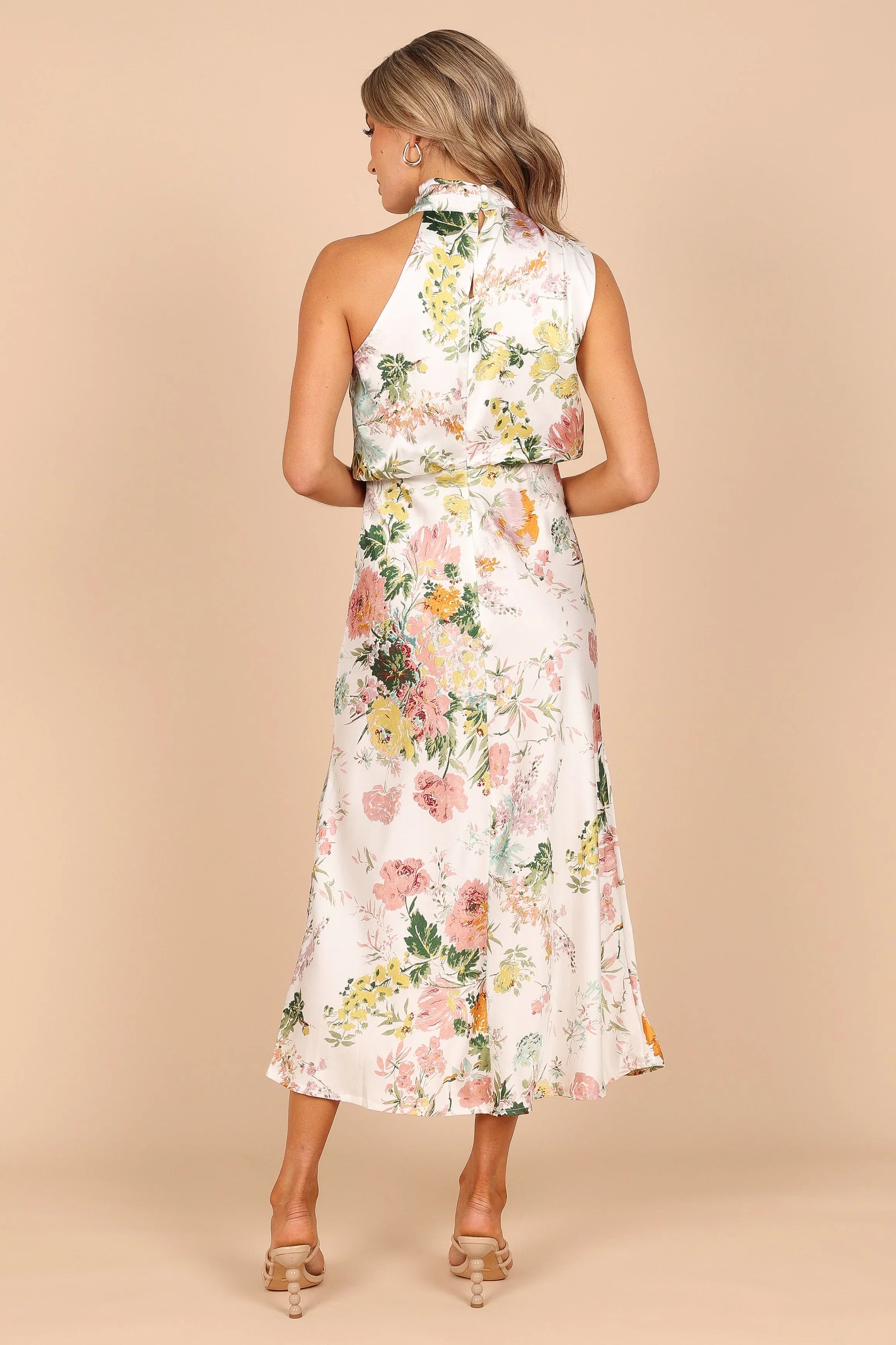 Anabelle Halter Neck Midi Dress White Floral