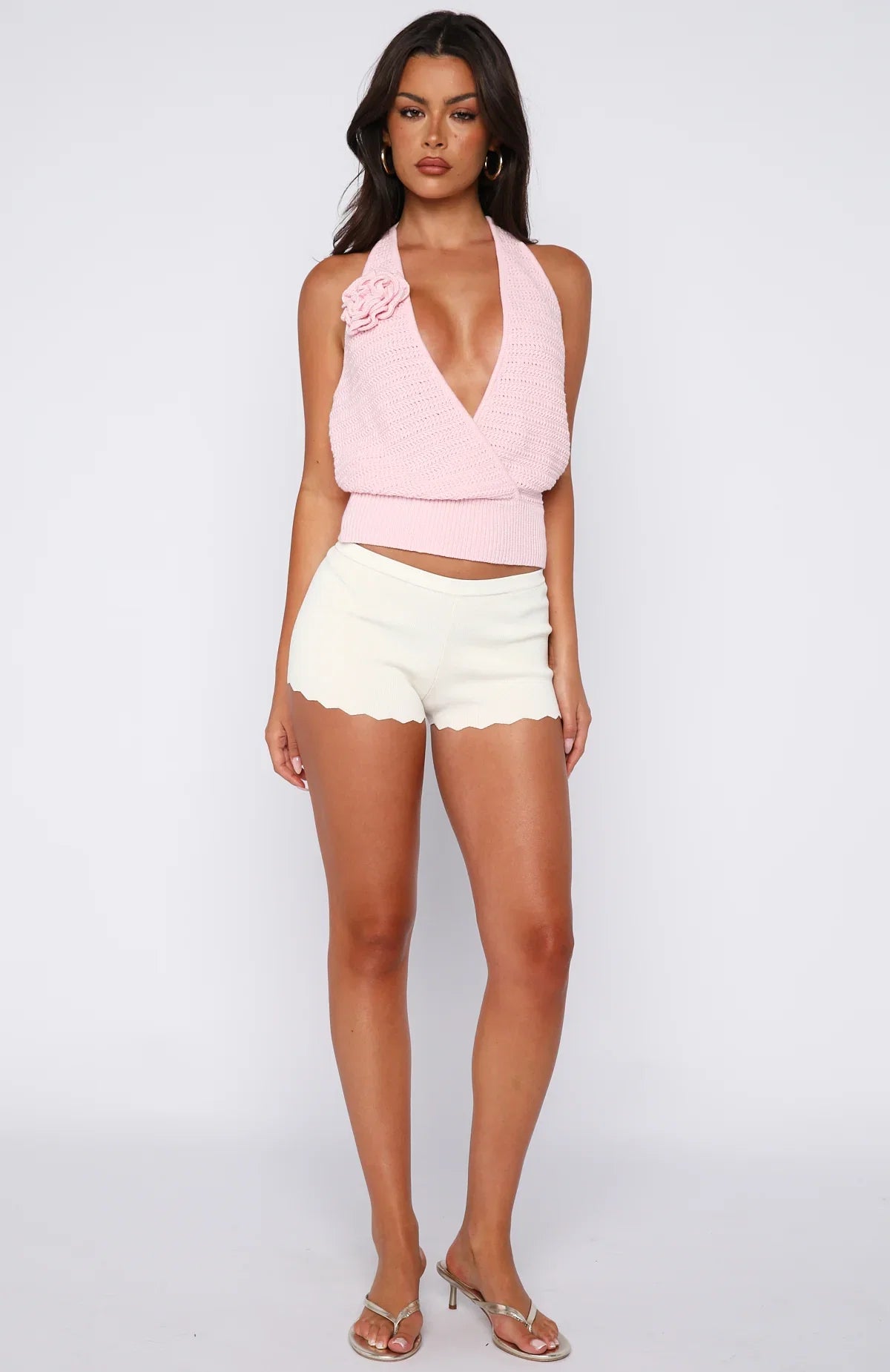 Midnight Riffs Crochet Top Baby Pink