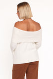 Kenny Off Shoulder Knit Sweater Cream
