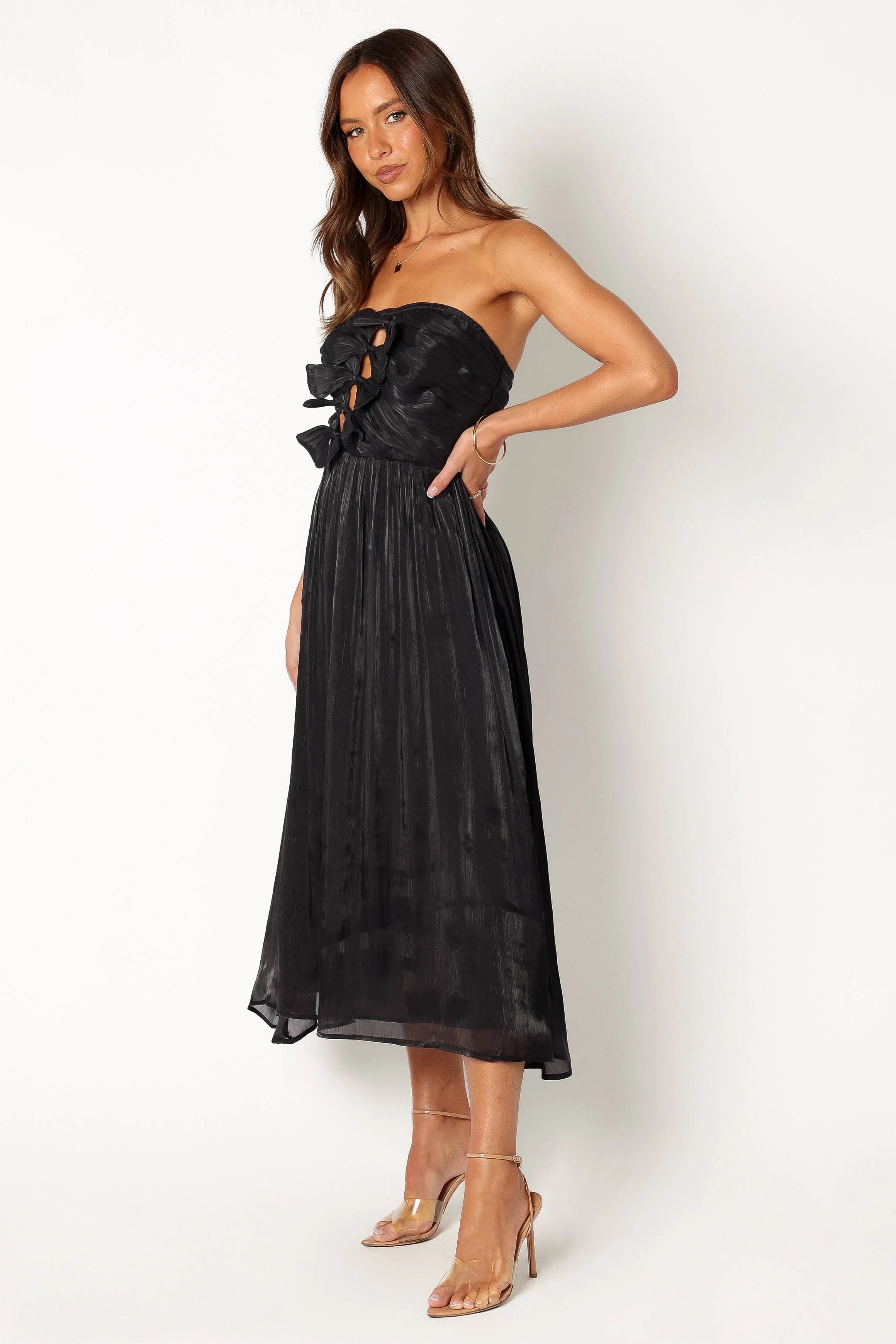 Mila Strapless Midi Dress Black