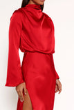 Kristyn Long Sleeve Midi Dress Red