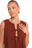 Nika Pleated Top Chocolate Brown