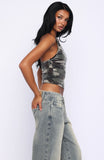 Dare To Look Sequin Halter Top Camo