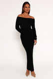 Archie Off the Shoulder Midi Dress Black