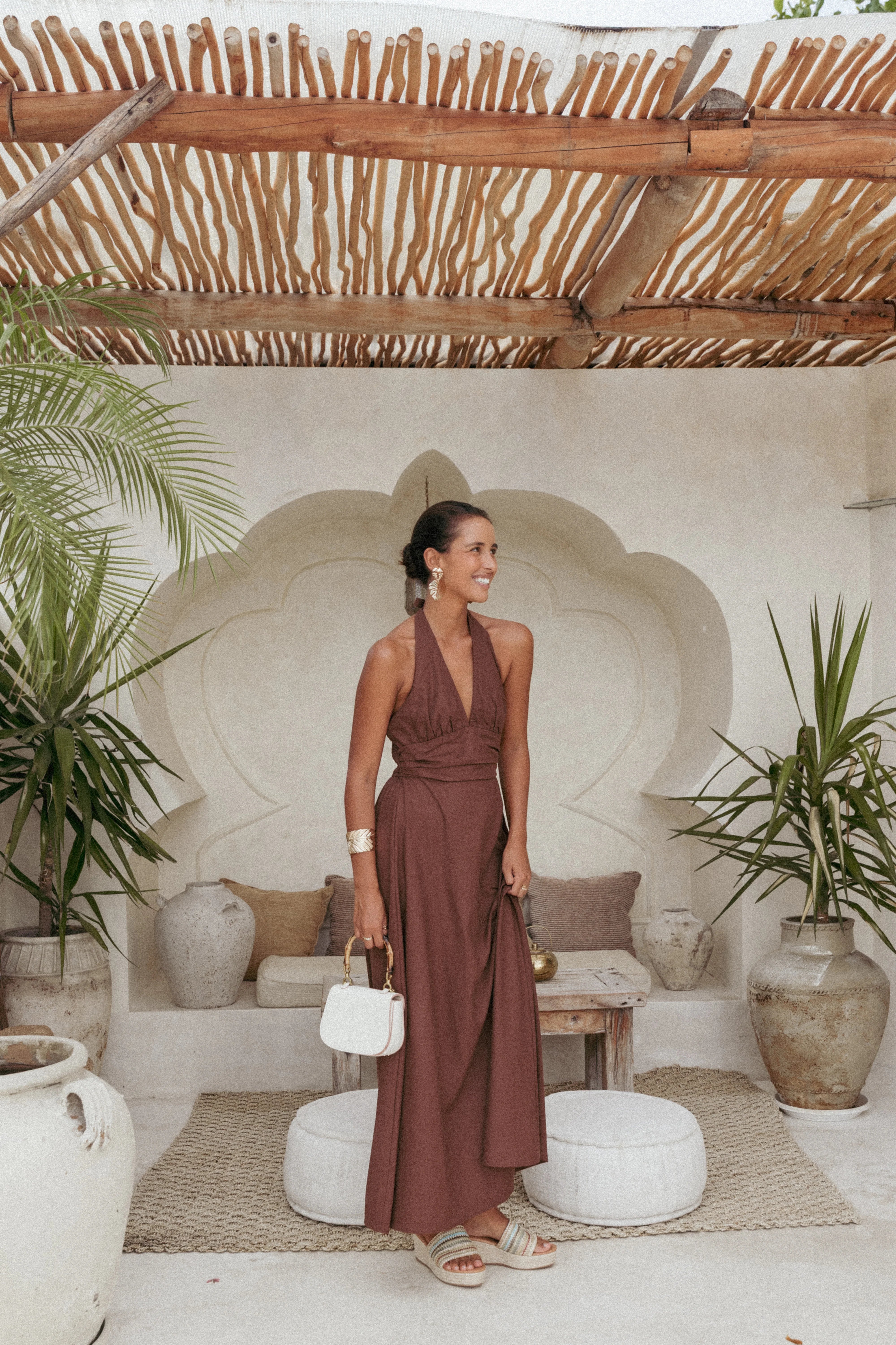 Marie Halterneck Maxi Dress Chocolate