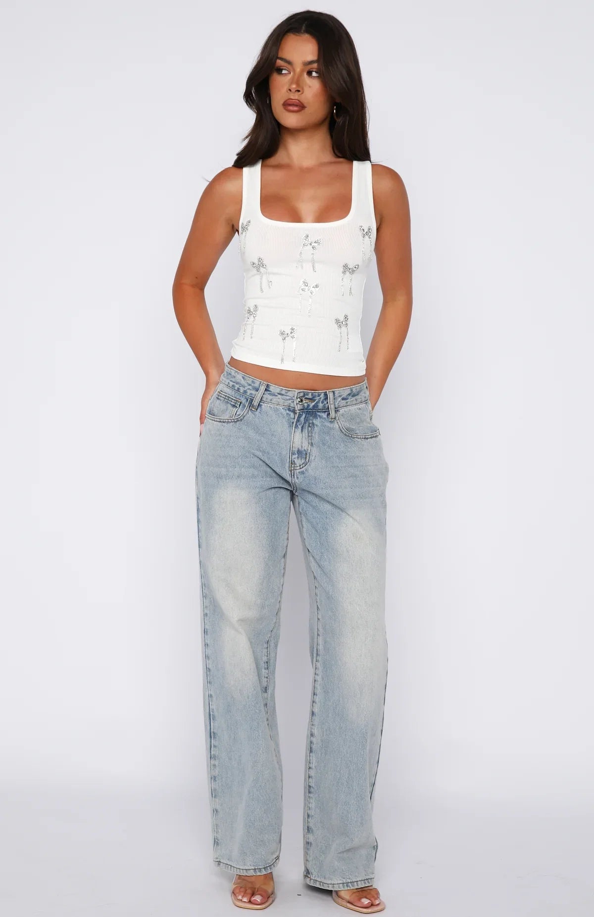 Sweet Angel Rib Tank White
