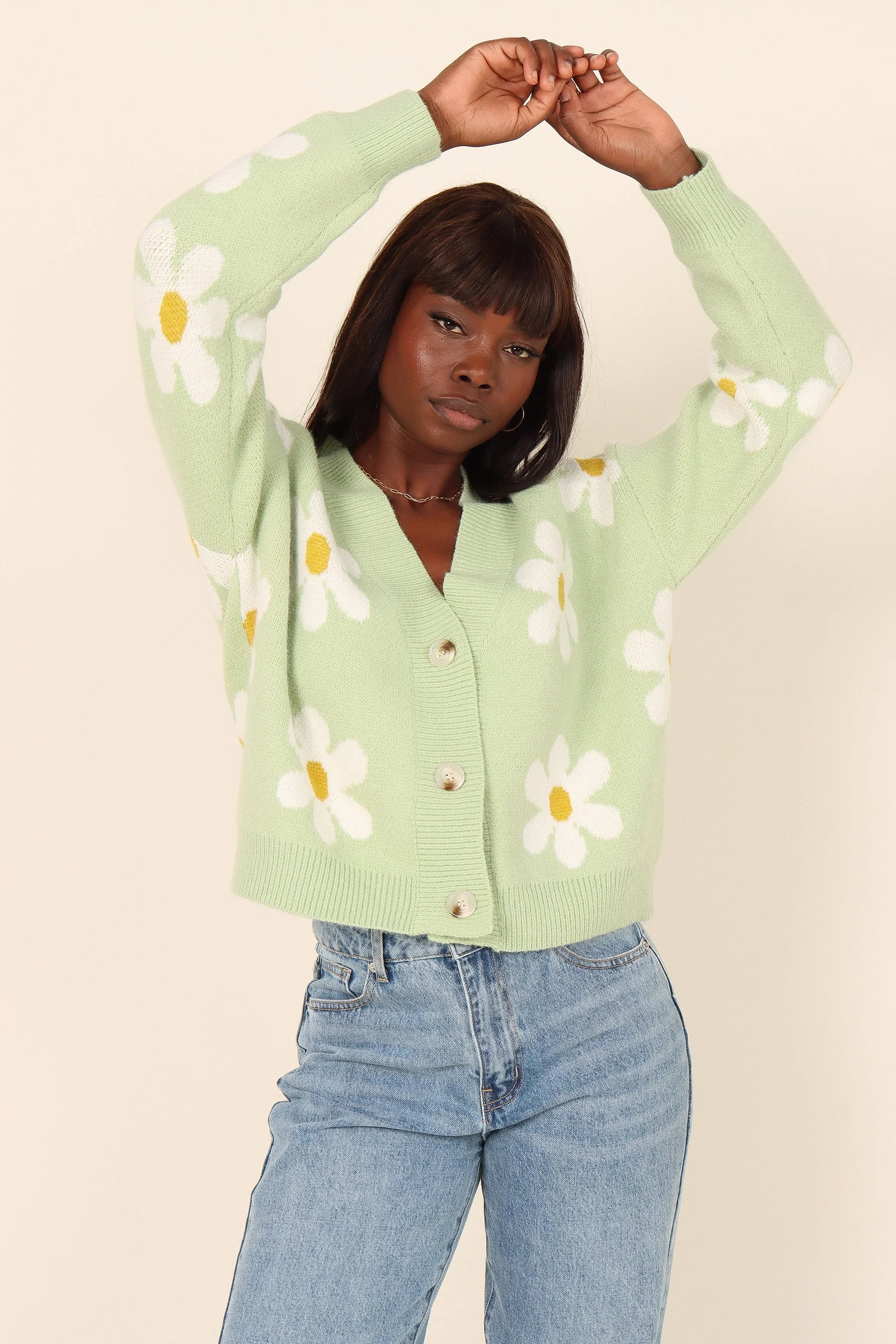 Daisy Cardigan Green