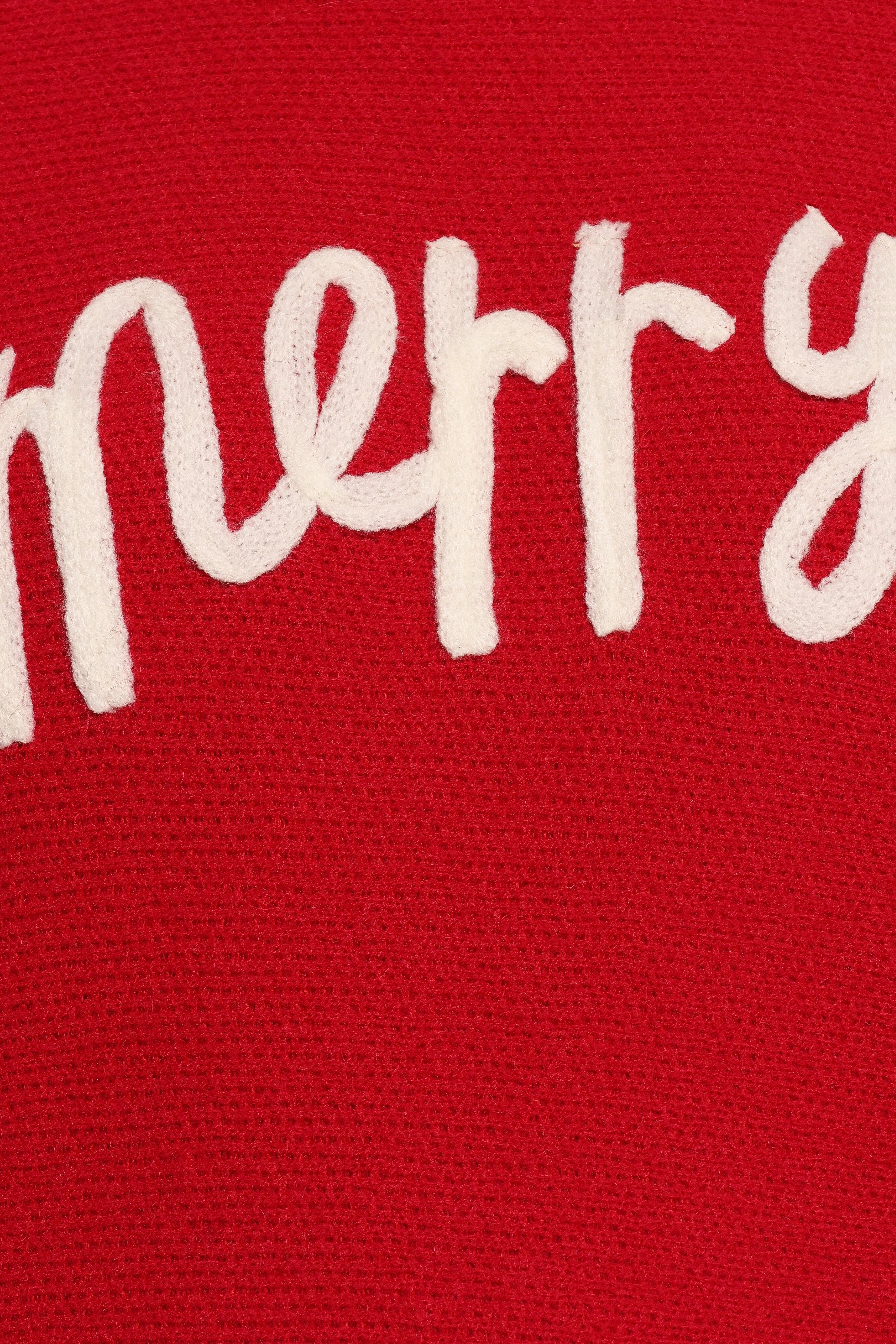 Merry Turtleneck Knit Sweater Red White