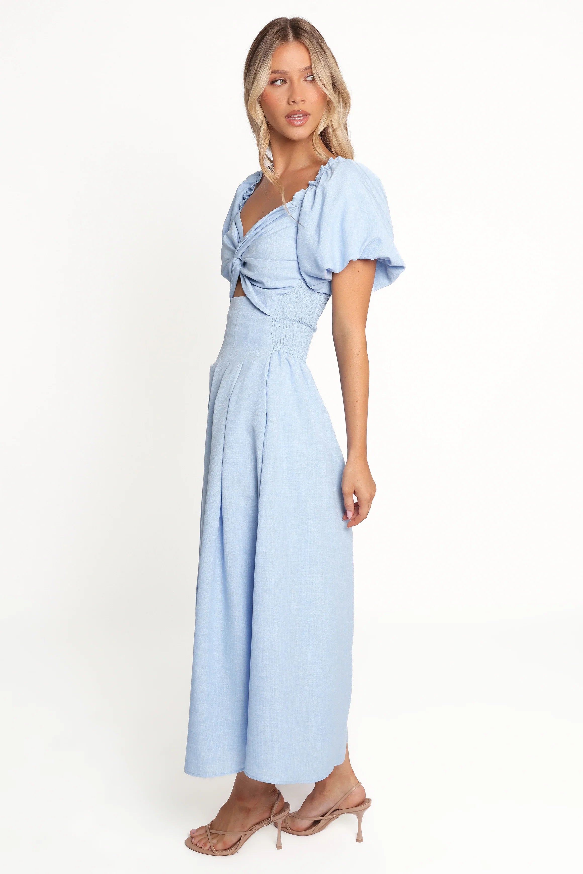Cintra Puff Sleeve Maxi Dress Blue