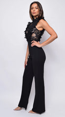Vanna Crochet Flared leg Jumpsuit Black
