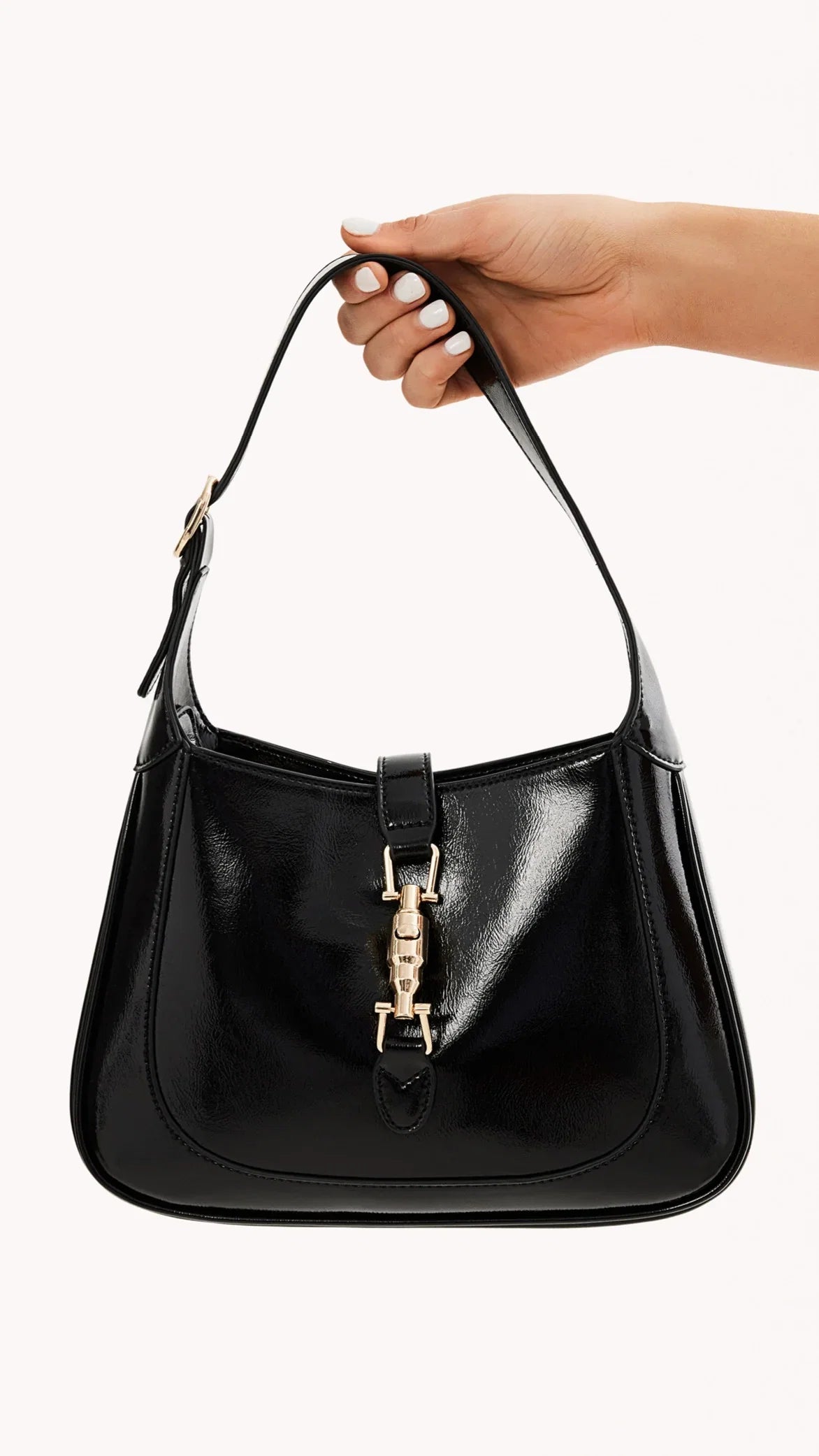 Alix Shoulder Bag Black Crinkle Patent