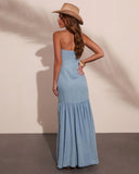 Open Sky Strapless Chambray Maxi Dress